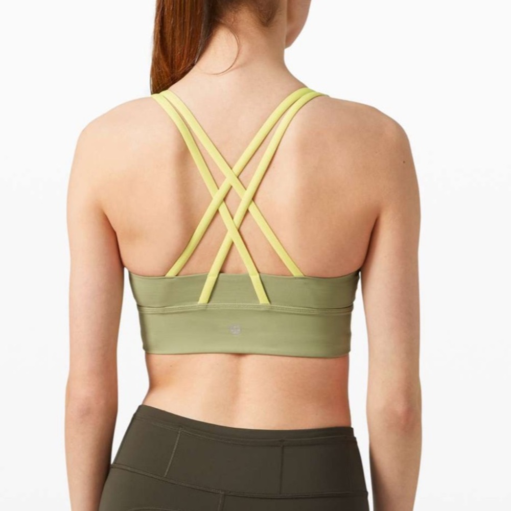 Lululemon Energy Bra Long Line *Medium Support, B-D Cup Vista Green / Lemon Vibe